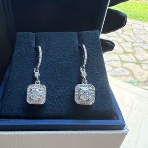 New Moissanite Earrings 1CT (0.5CT *2) 18K White Gold Plated Sterling Silver